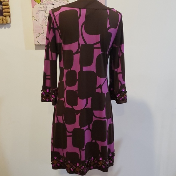 NWOT jeweled purple and brown dress - Picture 2 of 4